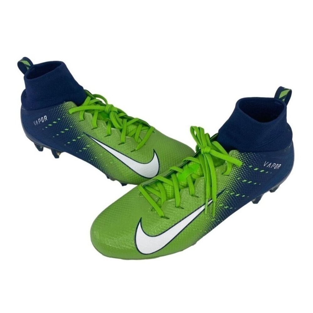 Nike Vapor Untouchable Pro 3 Sz 13.5 Seahawks Neon Green Navy Cleats AO3021-400